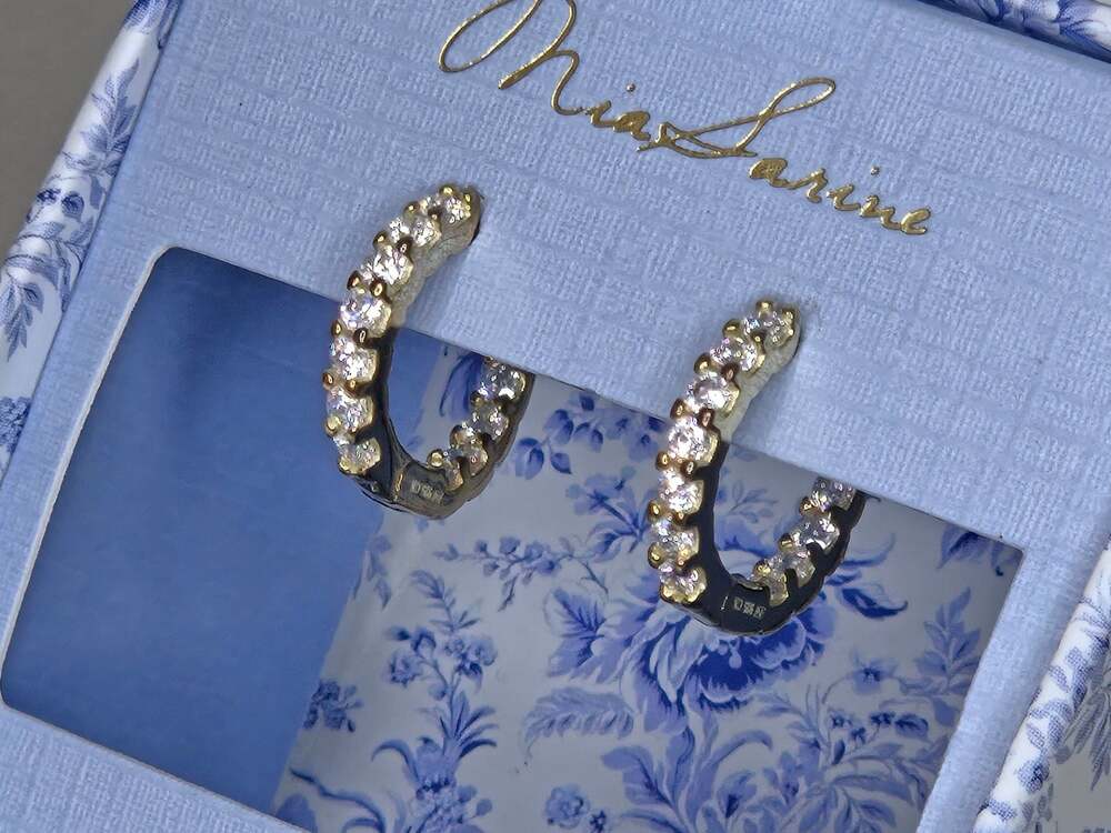 Mia Sarine Sterling Silver Cubic Zirconia Huggie Hoop Earrings